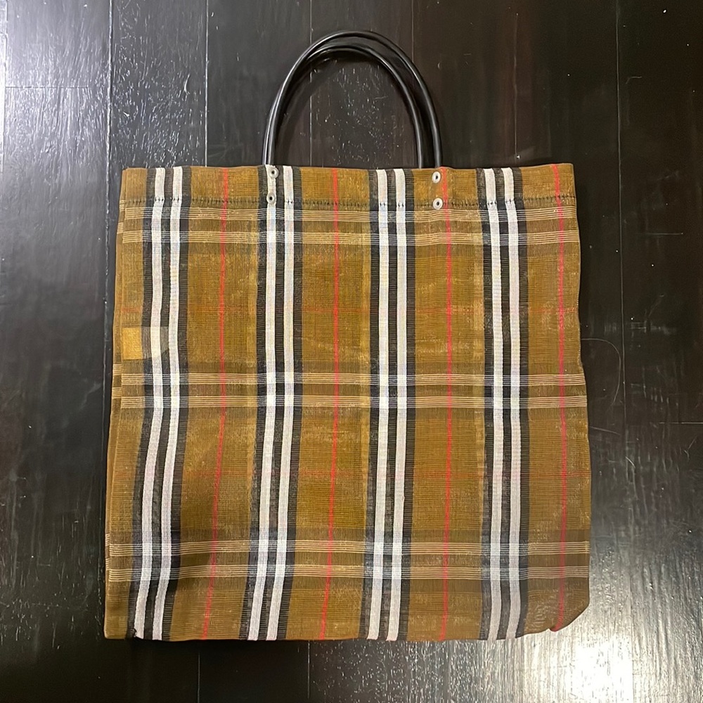 Plaid mess tote bag